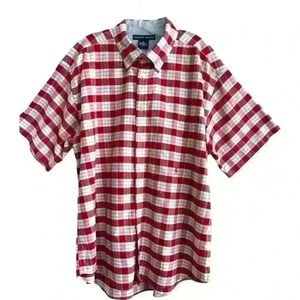 Tommy Hilfiger Mens Size XL Vintage Shirt Red Plaid Summer Fun Retro Cool Cotton